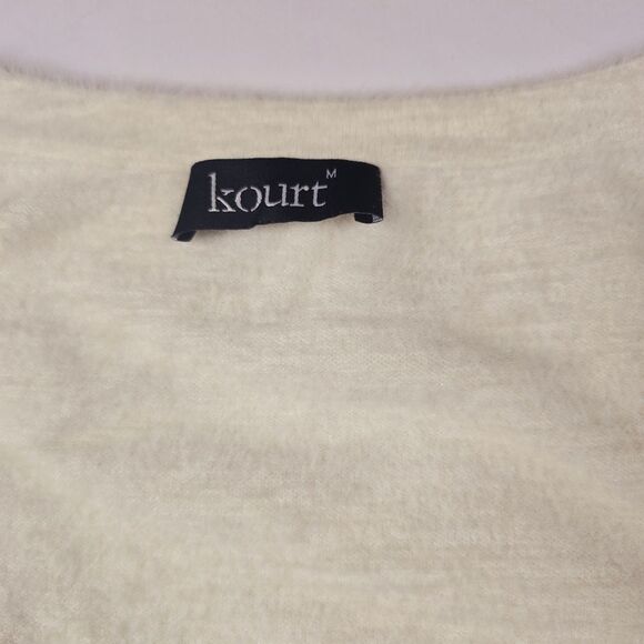 Kourt Statement Squareneck Crop Sweater White Fuzzy Women's Medium - Picture 3 of 8